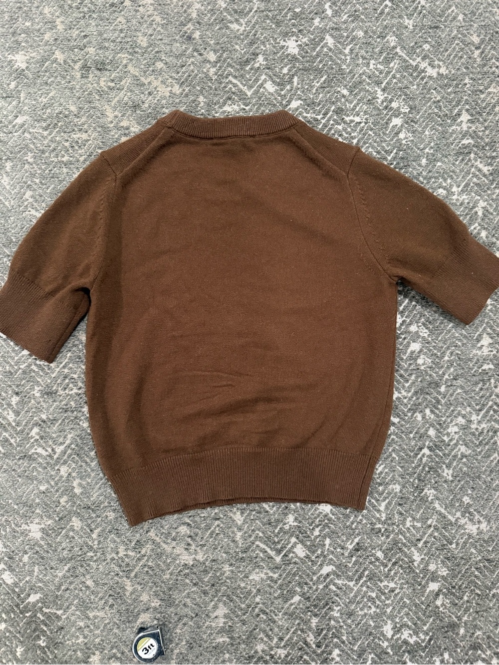 French Connection Brown Short Sleeve Crewneck Knit Sweater Top XS - Picture 5 of 5